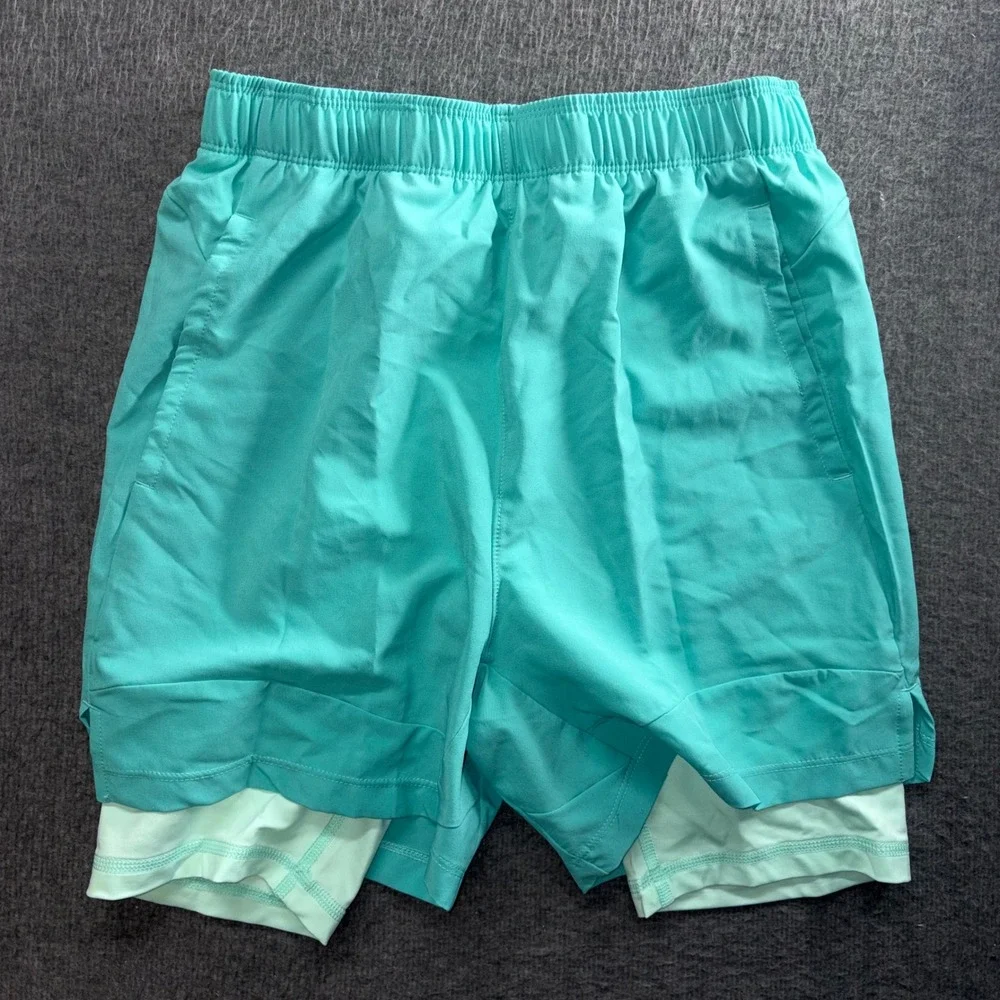Nike Boys Dri-FIT 2-in-1 Training Shorts Teal Green DM8522-392 Size Medium NWT